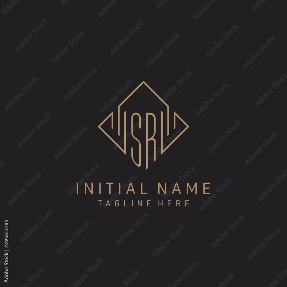 Monogram SR with rhombus line logo style, Luxury elegant logo design ...