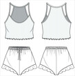 WOMEN RIBBED TANK AND SHORTS WITH FRILL NIGHTWEAR SET IN EDITABLE VECTOR FILE