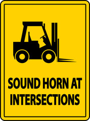 Sticker - Sound Horn At Intersections Label Sign On White Background