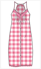 Wall Mural - WOMENS GINGHAM CHECK HALTER NECK SLIP NIGHTWEAR IN EDITABLE VECTOR FILE