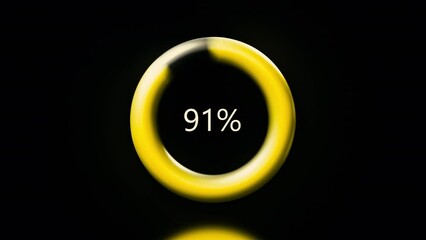 Poster - Round shaped loading bar animation over black background. Motion. Failing in uploading digital data, word error on the screen.