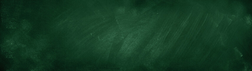 chalk rubbed out on green chalkboard wide banner background
