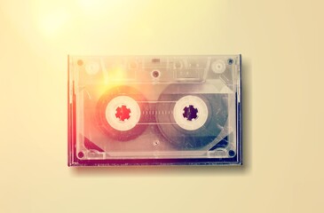 Wall Mural - Retro vintage audio compact cassette in a plastic storage box