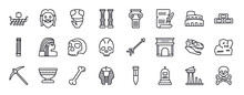 History Editable Line Icons Set. History Thin Line Icons Collection. Viking Ship, Face, Archaeological, Columns, , Poster, Colosseum Vector Illustration.