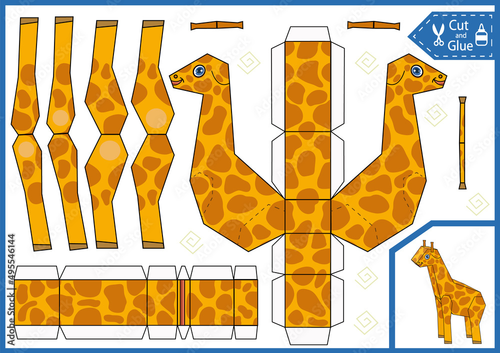 craft-cut-and-glue-paper-a-giraffe-create-3d-animals-toy-children-birthday-papercraft-template-worksheet-activity-gaming-page-vector-kids-art-puzzle-game-stock-vector-adobe-stock for Animals Printable 3d Paper Crafts Templates Free Craft cut and glue paper a giraffe. Create 3d animals toy. Children birthday papercraft template worksheet activity gaming page. Vector kids art puzzle game. Stock Vector | Adobe Stock for Animals Printable 3d Paper Crafts Templates Free