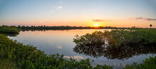 Sunset Over Tidal Mangrove Pond At Meritt Island National Wildlife Refuge