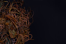Closeup Of Copper Wire, Metal Scrap Materials Recycling