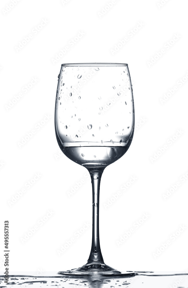 Glass of clean water on white background