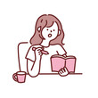 © bebe   - 計画を立てる時のイラスト(考える、読書、日記、勉強、書く、驚く、学ぶ) Illustrations for planning: thinking, reading, diary, studying, writing, being surprised, learning.