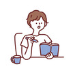 © bebe   - 計画を立てる時のイラスト(考える、読書、日記、勉強、書く、驚く、学ぶ) Illustrations for planning: thinking, reading, diary, studying, writing, being surprised, learning.