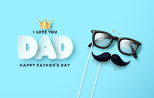 Father's Day With Glasses And Mustache Illustration.