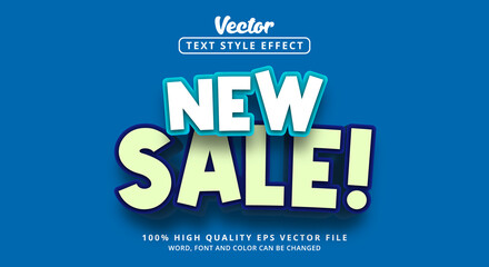 Poster - Editable text effect, New Sale text on white and blue color style and glossy style