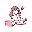 © bebe   - 悩む、考えるイラスト(行き詰まる、落ち込む、疲労、ストレス、モチベーション、仕事、失敗、困難、忙しい) Thinking illustration.Stuck, depressed, tired, stressed, motivated, work, failure, difficulty, busy.