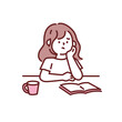 © bebe   - 悩む、考えるイラスト(行き詰まる、落ち込む、疲労、ストレス、モチベーション、仕事、失敗、困難、忙しい) Thinking illustration.Stuck, depressed, tired, stressed, motivated, work, failure, difficulty, busy.