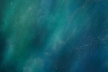 night starry sky and bright blue green galaxy, space background banner. abstract modern green blue b