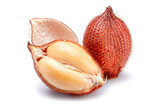 Fresh Salak or Salacca zalacca fruits isolated on white background. Clipping path	
