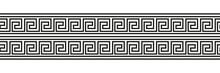 Seamless Meander Patterns. Greek Meandros, Fret Or Key. Black Ornament For Acient Greece Style Borders. Vector Illustration