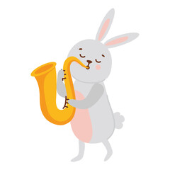 Sticker - rabbit playing saxophone