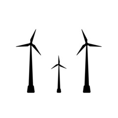 Silhouette wind turbine, Ecology Wind Energy Flat Icon on the white background.