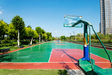 Wall Mural - Outdoor  basketball court with nobody