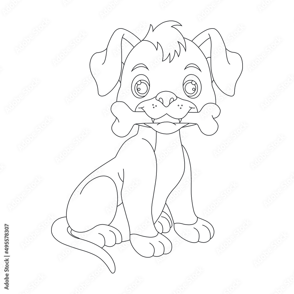 Cute puppy dog outline coloring page for kids animal coloring page ...