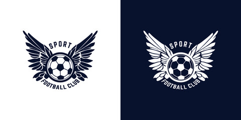 Wall Mural - Soccer Football Badge label Design with wing ball. Sport Team Identity isolated  on white and black