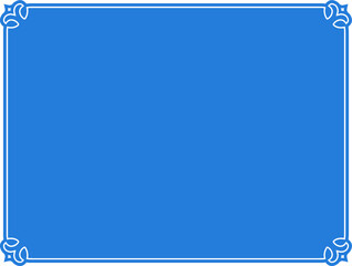 Wall Mural - Vector border frame. Blue white background or banner. Simple rectangular horizontal billboard, card, plaque, signboard, sticker or label