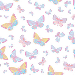 Aufkleber - Colorful spring wallpaper. Cute butterfly silhouette design.