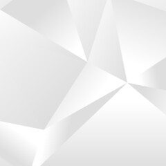Poster - Abstract white geometric background. Modern minimalist design. Vector illustration with triangles and lines. Monochrome light 3d futuristic design with polygonal diamond  shapes in white gradient