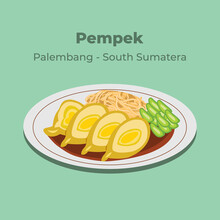 Pempek Is A Typical Indonesian Food From Palembang. It Made From Soft Ground Fish Meat And Starch, As Well As Several Other Compositions Such As Eggs, Mashed Garlic, Flavorings And Salt