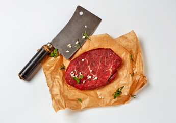 Wall Mural - Beef steak and meat chopper