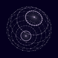 Poster - technology grid sphere. blue sphere consisting of points and lines. modern wireframe elements. vecto