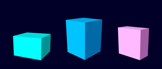 Poster - set of color cubes. 3d geometric forms. realistic isolated model. vector isometric shapes.