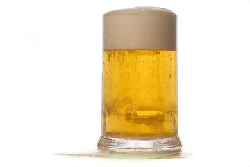 Sticker - beer mug with foam on white background