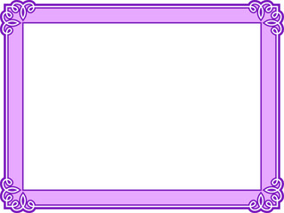 Wall Mural - Vector purple pink border frame isolated on white background. Beautiful horizontal billboard, card, plaque, signboard, sticker or label