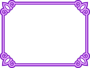 Wall Mural - Vector purple pink border frame isolated on white background. Beautiful horizontal billboard, card, plaque, signboard, sticker or label