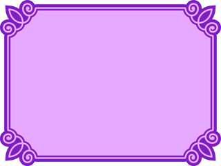 Wall Mural - Vector border frame. Purple pink background, page or banner. Beautiful horizontal billboard, card, plaque, signboard, sticker or label