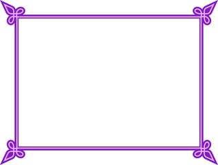 Wall Mural - Vector purple pink border frame isolated on white background. Beautiful horizontal billboard, card, plaque, signboard, sticker or label