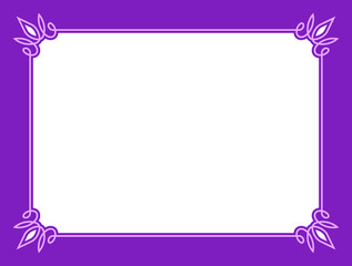 Wall Mural - Vector purple pink border frame isolated on white background. Beautiful horizontal billboard, card, plaque, signboard, sticker or label