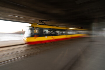 Poster - Blur shot of a yellow metro