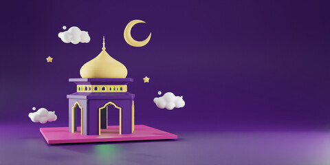 Sticker - Ramadan Kareem holiday design. Holy Month Ramadan celebration, Iftar Party, Taraweeh, Eid Mubarak greeting. 3d rendering illustration