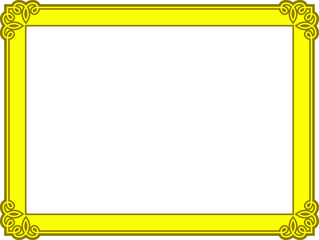 Wall Mural - Golden yellow vector border frame isolated on white background. Beautiful rectangular horizontal sign, card, plaque, signboard, sticker or label