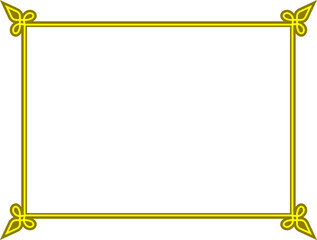 Wall Mural - Golden yellow vector border frame isolated on white background. Beautiful rectangular horizontal sign, card, plaque, signboard, sticker or label