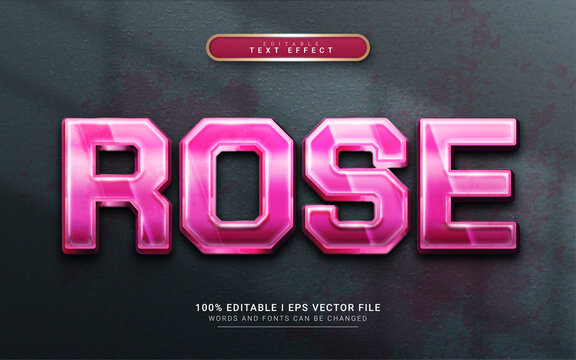 pink glossy rose 3d style text effect