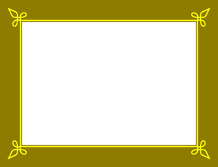 Wall Mural - Golden yellow vector border frame with white space for your photo or text. Beautiful rectangular horizontal sign, card, plaque, signboard, sticker or label