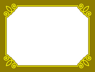 Wall Mural - Golden yellow vector border frame with white space for your photo or text. Beautiful rectangular horizontal sign, card, plaque, signboard, sticker or label