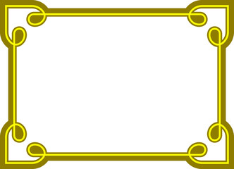 Wall Mural - Golden yellow vector border frame isolated on white background. Beautiful rectangular horizontal sign, card, plaque, signboard, sticker or label