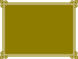 Wall Mural - Golden yellow vector shape with border frame isolated on white background. Beautiful rectangular horizontal sign, card, plaque, signboard, sticker or label