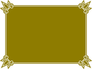 Wall Mural - Golden yellow vector shape with border frame isolated on white background. Beautiful rectangular horizontal sign, card, plaque, signboard, sticker or label