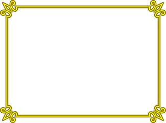 Wall Mural - Golden yellow vector border frame isolated on white background. Beautiful rectangular horizontal sign, card, plaque, signboard, sticker or label